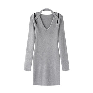 Abito Maglione Lusso <span class=keywords><strong>Nero</strong></span> da Donna in Maglia Acrilica <span class=keywords><strong>a</strong></span> <span class=keywords><strong>Maniche</strong></span> <span class=keywords><strong>Lunghe</strong></span> Slim Fit Colore Curry di Alta Qualità per Commercio all'Ingrosso - Product Image 5