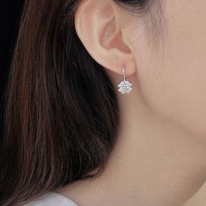 Dylam Personalized Design Plated 925 Sterling Silver 5A Cubic Zirconia Four Leaf Clover Lucky Stud <b>Hook</b> <b>Earrings</b> Jewelry - Product Image 3