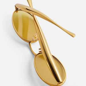 Gafas de Sol Ovaladas Modernas Bottega BV, Montura de Metal Pulido, Lentes de Moda para Fiestas y Uso Diario, Veneta - Product Image 3