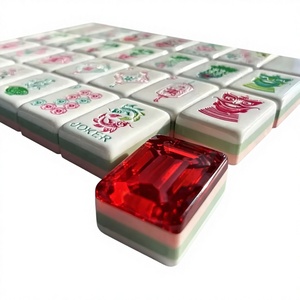 Ensemble de Mahjong américain moderne en acrylique vert diamant, tuiles de luxe en cristal portables avec sac de rangement pour usage domestique et cadeaux - Product Image 2