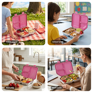 Boîte à lunch rectangulaire en acier inoxydable pour enfants, anti-fuite, facile à nettoyer et chauffable, pour l'école - Product Image 6
