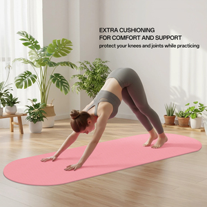 Wholesales Eco Friendly Fitness Custom Oval Round Anti-Slip Comfortable TPE Mat - Product Image 2