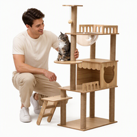 Arbre à chat en laine de verre, grand, multi-niveaux, réglable, durable, avec griffoirs, capsule spatiale, condo pour chat, échelle, pour intérieur