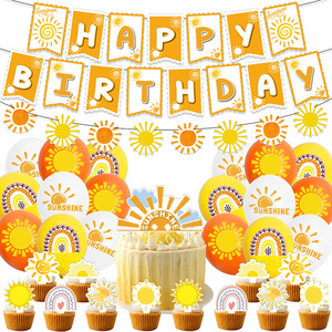 Decoración de Fiesta de Cumpleaños Boho Sunshine, Globos Impresos, Artículos para Fiestas You Are My Sunshine, Artículos para <span class=keywords><strong>el</strong></span> Primer Cumpleaños Sunshine - Product Image 1