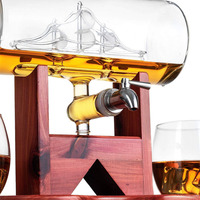 Ensemble de carafe à whisky, distributeur d'alcool pour bar à la maison, verre en cristal-1250ml Ship 2 verres à whisky Beau support Fête des pères
