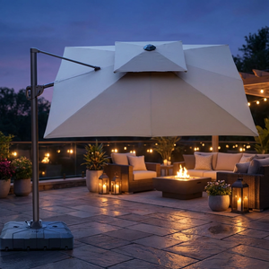 <span class=keywords><strong>Parasol</strong></span> cantilever grand format coupe-vent robuste anti-<span class=keywords><strong>UV</strong></span> pour extérieur, double toit carré beige avec manivelle - Product Image 6