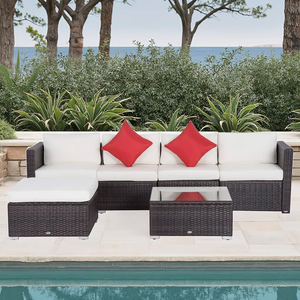 Vente en gros, ensemble de salle à manger d'extérieur avec <span class=keywords><strong>coussin</strong></span> épais pour patio, canapé sectionnel à cadre en aluminium tissé avec chaises pour le <span class=keywords><strong>jardin</strong></span> - Product Image 3