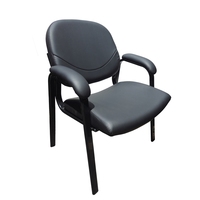 Chaise de visiteur moderne et confortable à structure en acier et dossier mi-haut en cuir avec coussin rembourré pour salle d'attente d'hôpital
