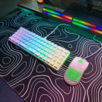 Ensemble clavier et souris de jeu filaire compact HXSJ, rétroéclairage RVB, mini clavier 68 touches et souris optique pour ordinateur portable, ordinateur de bureau, Mac