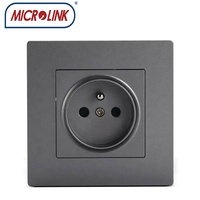 MICROLINK ML-PS-W08 Soket Prancis Harga Produsen Stok Tersedia 16A 250V Standar EU Stopkontak Dinding Listrik Putih/Hitam