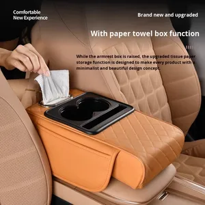 Boîte à mouchoirs de <span class=keywords><strong>voiture</strong></span> 4 en 1, repose-bras, sac de rangement avec porte-gobelet, organisateur central multifonctionnel, accessoires intérieurs de <span class=keywords><strong>voiture</strong></span> - Product Image 5