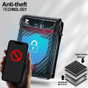 Portafoglio Magnetico Bifold Sottile in <span class=keywords><strong>Pelle</strong></span> Premium da <span class=keywords><strong>Uomo</strong></span> con Blocco RFID, Porta Carte di Credito Pop-up con Tasca Frontale, Regalo Aziendale - Product Image 4