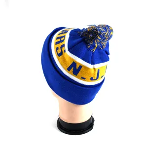 Custom Logo Womans Designer Pompom Fur Adult Low Moq Goedkope Geborduurde Gebreide Bobble Muts Sport Met Pom Pom Beanies