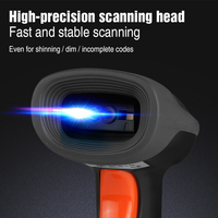 Scanner de codes à barres portable filaire économique Interface USB 1D et 2D Source de lumière CCD et LED pour supermarché et caissier