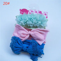 3 Pcs/set Bandeaux pour bébé nouveau-né filles Nœud papillon Fleur Truban Bandeaux pour cheveux pour enfants Couvre-chef Accessoires pour cheveux de bébé