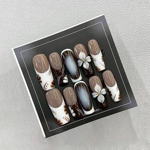 Vente en gros de <span class=keywords><strong>faux</strong></span> <span class=keywords><strong>ongles</strong></span> en acrylique de style français, couvrants, pré-dessinés, <span class=keywords><strong>avec</strong></span> effet dégradé, paillettes, pour les <span class=keywords><strong>ongles</strong></span> et l'usage quotidien - Product Image 3