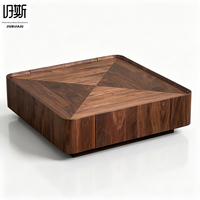 Table basse carrée en placage de noyer noir scandinave d'Amérique du Nord, design moderne, durable, écologique, meuble de rangement.
