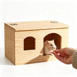 บ้านแฮมสเตอร์ไม้เนื้อแข็งทรงสี่เหลี่ยม ทนทาน ป้องกันการกัดแทะ ใช้ได้ทุกฤดู - Product Image 2