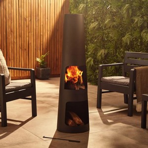 Chimeneas Modernas Altas para <span class=keywords><strong>Pellets</strong></span> de Madera, <span class=keywords><strong>Chimenea</strong></span> de Acero Resistente con Almacenamiento de Leña para Acampar - Product Image 4