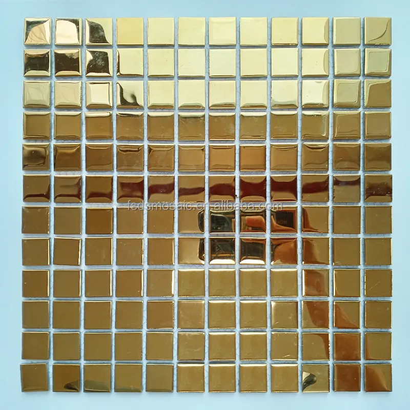 सोने ग्लास मोज़ेक दीवार Backsplash के लिए चढ़ाना ग्लास मोज़ेक टाइल का उपयोग और टीवी पृष्ठभूमि और स्नान कमरे की दीवार