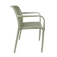 Chaise de salle à manger empilable en plastique vert FANTIAN avec accoudoirs et dossier pour chaise de restaurant