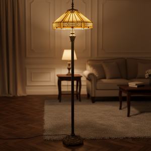 Lampe sur pied en verre FLOWFX 16 pouces, style baroque moderne, LED dimmable blanc chaud, culot E27, CRI élevé 80, garantie 2 ans, 50000 - Product Image 1