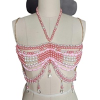 Vente en gros de vêtements de luxe pour soirées et clubs : Soutien-gorge rose, Top perlé couleur bonbon, Bralette, Chaînes de corps