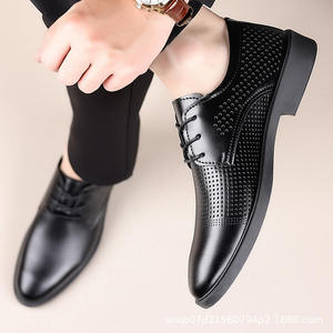 Chaussures habillées décontractées noires pour hommes, chaussures de conduite respirantes pour hommes, chaussures habillées et Richelieu en cuir tendance pour hommes grandes tailles - Product Image 2