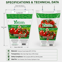 Op maat gemaakte logo tomaten gravure bedrukte staande pouch zak, food grade, hitte verzegelbaar, CPP transparant, trapeziumvormig, voor fruit en groenten van de boerderij