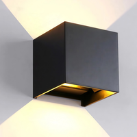 Applique murale extérieure carrée moderne noir mat, étanche IP65, double tête LED haut/bas, vente en gros usine