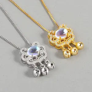 Thời trang an toàn khóa Vòng cổ cho phụ nữ CZ Zirconia lủng lẳng amulet bảo vệ đồ trang sức