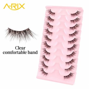 A-RIX 3D Effect Volume Half Strip <b>Eyelashes</b> Handmade Faux Mink False Lashes Black Cotton Band Reusable Natural & Cat Style - Product Image 2