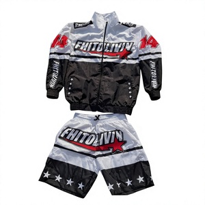 Custom Men Windbreaker Jacket and Shorts <b>Set</b> Lightweight Nylon Tracksuit Two Piece Streetwear Sport Short <b>Set</b> - Product Image 1