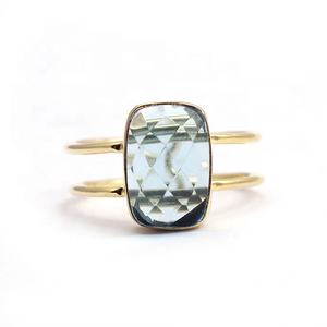 Handmade Black Onyx Gemstone <b>Ring</b> Rectangle Shape Double Band Adjustable Gold Plated <b>Ring</b> Faceted Cut Her Fashion Jewelry - Product Image 6