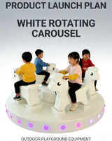 Manège d'éveil animalier blanc lumineux et rotatif pour intérieur et extérieur, idéal pour la location lors de fêtes et anniversaires
