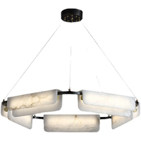 Lustre design de luxe simple, forme ronde et rectangulaire, en marbre naturel pour chambre, bureau, bar, luminaire suspendu en albâtre