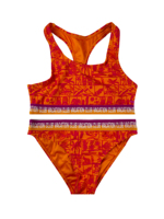 Maillot de bain deux pièces à feuilles tropicales pour filles, ensemble bikini imprimé floral, pour les vacances d'été des enfants