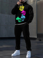 En stock – Nouveauté 2025 – Ensemble sweat à capuche doublé pour homme – Imprimé hiver – Coupe ample – Sport – Deux pièces en polaire – Anti-rétrécissement – Direct usine Europe/États-Unis
