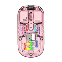 Souris transparente double mode rechargeable BT sans fil 2,4 GHz USB portable pour ordinateur portable tablette PC