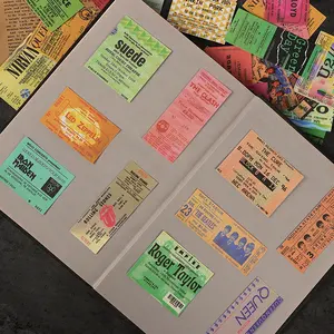 Vi- 43pcs Rockband Tickets Vintage zufällige Sticker Pack Vinyl Retro dekorative Aufkleber für Kinder Gitarre Laptop Notebook