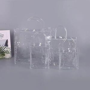 Sac à fleurs <span class=keywords><strong>transparent</strong></span> en PVC personnalisé avec logo, portable, pour boissons, cadeaux, shopping, en <span class=keywords><strong>plastique</strong></span> <span class=keywords><strong>transparent</strong></span> avec poignées - Product Image 5