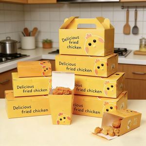 Boîte en papier personnalisée avec logo pour poulet frit à emporter, emballage alimentaire pour poulet, boîte à collation, emballage pliable pour snacks - Product Image 1
