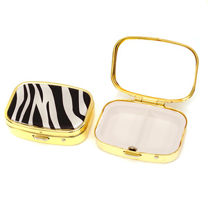 Manufacturers Wholesale Small Metal Pill Box 7 day Portable Simple Creative Candy Box Golden Bronze Color Pill Box