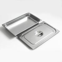 Casseroles de table à vapeur pleine grandeur, casseroles de table à vapeur de restaurant de 2.5 pouces de profondeur commerciales, casserole d'hôtel en acier inoxydable de calibre 201