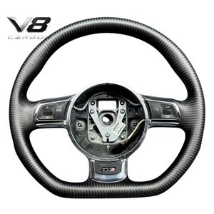 Volante de fibra de carbono real personalizado estilo deportivo de carreras, accesorios interiores para coche V8carbon para A3 S3 <span class=keywords><strong>RS3</strong></span> <span class=keywords><strong>8P</strong></span>, piezas de modificación de automóviles. - Product Image 3
