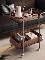 Table d'appoint moderne en cuir avec roulettes, table d'appoint mobile avec rangement, meuble de salon de luxe léger