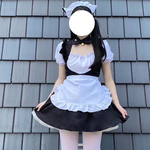 Maid Costume Black <b>White</b> <b>Apron</b> Bow Headpiece Spring 2025 Cosplay Dress Women Stage Outfit - Product Image 2