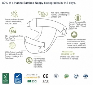 Hanhe <span class=keywords><strong>2025</strong></span> fibre phân hủy sinh học bé tã tã tã sinh thái thân thiện tre mới miễn phí mẫu không dệt vải dùng một lần in - Product Image 6