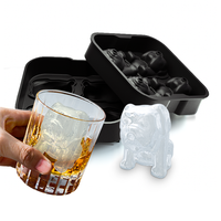BHD forme amusante lave-vaisselle micro-ondes bouledogue moule à glace sans BPA libération facile 3D forme de chien Silicone bac à glaçons pour whisky