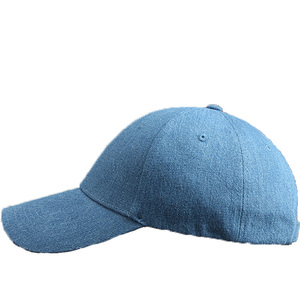 Customizable unisex curved <span class=keywords><strong>hem</strong></span> washed denim blue baseball hat - Product Image 3